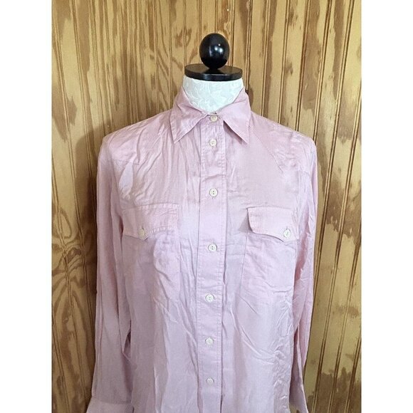 Frye Addie Westor Light Pink Button Up Blouse Collared Pockets Size S - Picture 5 of 10